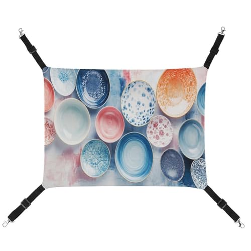 Jubonexis Dinnerware Haustier-Hängematte mit verstellbaren Trägern, abstrakte helle Farben, wendbar, Katzenbett, Hundematten Jubonexis Dinnerware Haustier-Hängematte mit verstellbaren Trägern, abstrakte helle Farben, wendbar, Katzenbett, Hundematten von Jubonexis