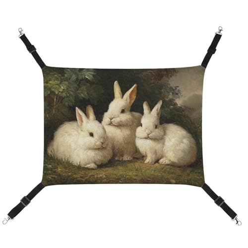 Jubonexis Drei Kaninchen, atmungsaktive Haustier-Hängematte mit verstellbaren Riemen, wendbar, Katzenbett, Hundematten Jubonexis Drei Kaninchen, atmungsaktive Haustier-Hängematte mit verstellbaren Riemen, wendbar, Katzenbett, Hundematten von Jubonexis