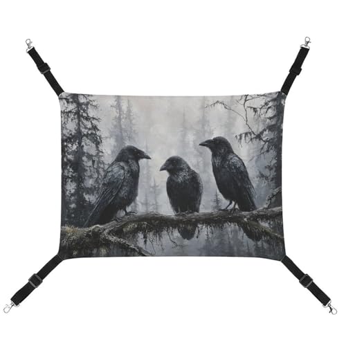 Jubonexis Drei schwarze Krähen, atmungsaktive Haustier-Hängematte mit verstellbaren Riemen, wendbar, Katzenbett, Hundematten Jubonexis Drei schwarze Krähen, atmungsaktive Haustier-Hängematte mit verstellbaren Riemen, wendbar, Katzenbett, Hundematten von Jubonexis