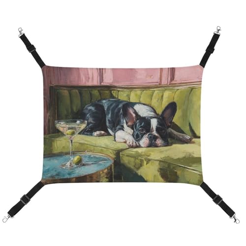 Jubonexis Französische Bulldogge liegt auf dem grünen Sofa, atmungsaktive Haustierhängematte mit verstellbaren Riemen, wendbar, Katzenbett, Hundematten Jubonexis Französische Bulldogge liegt auf dem grünen Sofa, atmungsaktive Haustierhängematte mit verstellbaren Riemen, wendbar, Katzenbett, Hundematten von Jubonexis