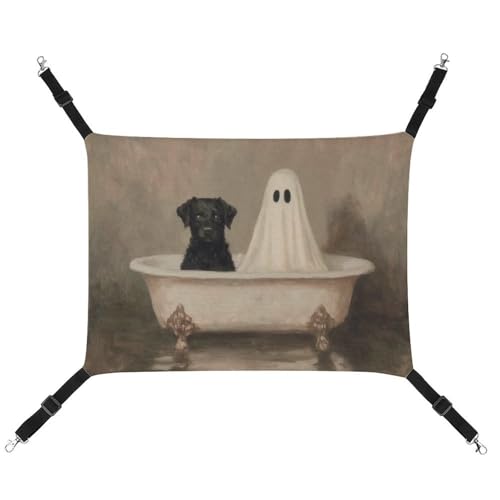 Jubonexis Ghost and Black Dog in A Bath Breathable Pet Hammock with Adjustable Straps Reversible Cat Hanging Bed Dog Mats von Jubonexis