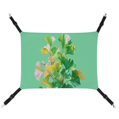 Jubonexis Green Plants Leaf atmungsaktive Haustier-Hängematte mit verstellbaren Riemen, wendbar, Katzenbett, Hundematten von Jubonexis