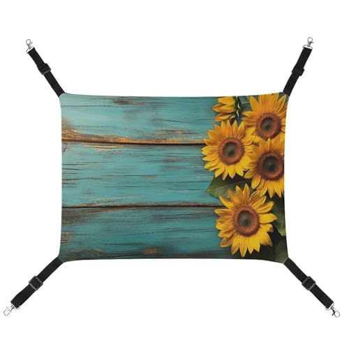 Jubonexis Hängematte aus Holz mit Sonnenblumen, atmungsaktiv, mit verstellbaren Riemen, wendbar, Katzenbett, Hundematten Jubonexis Hängematte aus Holz mit Sonnenblumen, atmungsaktiv, mit verstellbaren Riemen, wendbar, Katzenbett, Hundematten von Jubonexis