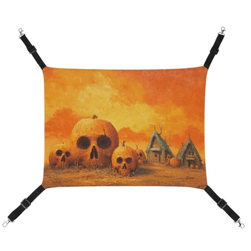 Jubonexis Halloween-Kürbisse, Totenkopfgesichter, atmungsaktive Haustier-Hängematte mit verstellbaren Riemen, wendbar, Katzenbett, Hundematten Jubonexis Halloween-Kürbisse, Totenkopfgesichter, atmungsaktive Haustier-Hängematte mit verstellbaren Riemen, wendbar, Katzenbett, Hundematten von Jubonexis