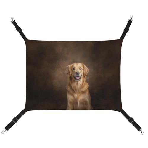 Jubonexis Happy Golden Retriever atmungsaktive Haustier-Hängematte mit verstellbaren Riemen, wendbar, Katzenbett, Hundematten Jubonexis Happy Golden Retriever atmungsaktive Haustier-Hängematte mit verstellbaren Riemen, wendbar, Katzenbett, Hundematten von Jubonexis
