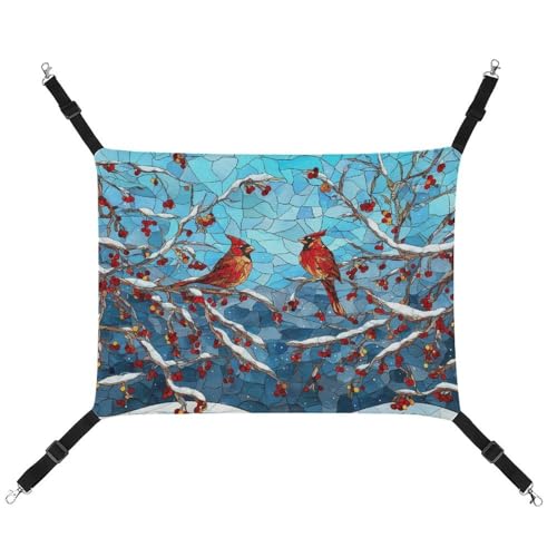 Jubonexis Haustier-Hängematte aus Buntglas, rot, Vogelbeeren, atmungsaktiv, mit verstellbaren Riemen, wendbar, Katzenbett, Hundematten Jubonexis Haustier-Hängematte aus Buntglas, rot, Vogelbeeren, atmungsaktiv, mit verstellbaren Riemen, wendbar, Katzenbett, Hundematten von Jubonexis