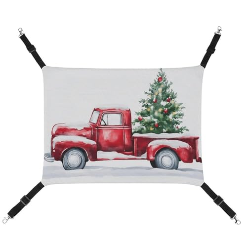 Jubonexis Haustier-Hängematte im Vintage-Stil, rot, LKW, Weihnachtsbaum, atmungsaktiv, mit verstellbaren Riemen, wendbar, Katzenbett, Hundematten Jubonexis Haustier-Hängematte im Vintage-Stil, rot, LKW, Weihnachtsbaum, atmungsaktiv, mit verstellbaren Riemen, wendbar, Katzenbett, Hundematten von Jubonexis