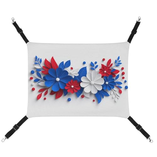 Jubonexis Haustier-Hängematte mit Blumen und weißen / roten / blauen Farben, atmungsaktiv, mit verstellbaren Riemen, wendbar, Katzenbett, Hundematten Jubonexis Haustier-Hängematte mit Blumen und weißen / roten / blauen Farben, atmungsaktiv, mit verstellbaren Riemen, wendbar, Katzenbett, Hundematten von Jubonexis
