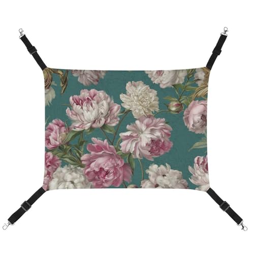 Jubonexis Haustier-Hängematte mit Blumenmuster, klassisch, rosa und weiß, Pfingstrosen, atmungsaktiv, mit verstellbaren Riemen, wendbar, Katzenbett, Hundematten Jubonexis Haustier-Hängematte mit Blumenmuster, klassisch, rosa und weiß, Pfingstrosen, atmungsaktiv, mit verstellbaren Riemen, wendbar, Katzenbett, Hundematten von Jubonexis