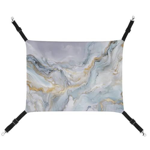 Jubonexis Haustier-Hängematte mit Marmormuster, blau, weiß, gold, atmungsaktiv, mit verstellbaren Riemen, wendbar, Katzenbett, Hundematten Jubonexis Haustier-Hängematte mit Marmormuster, blau, weiß, gold, atmungsaktiv, mit verstellbaren Riemen, wendbar, Katzenbett, Hundematten von Jubonexis