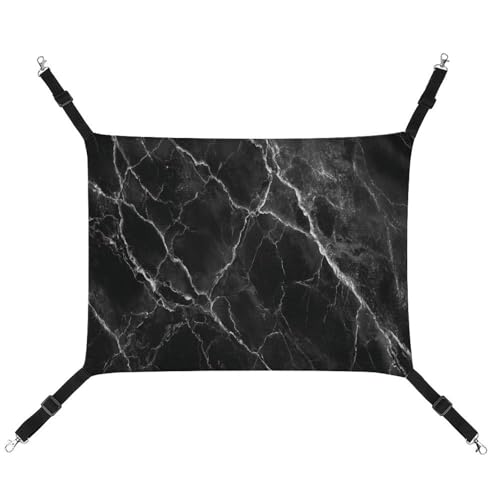Jubonexis Haustier-Hängematte mit schwarzem Marmor-Texturmuster, atmungsaktiv, mit verstellbaren Riemen, wendbar, Katzenbett, Hundematten von Jubonexis