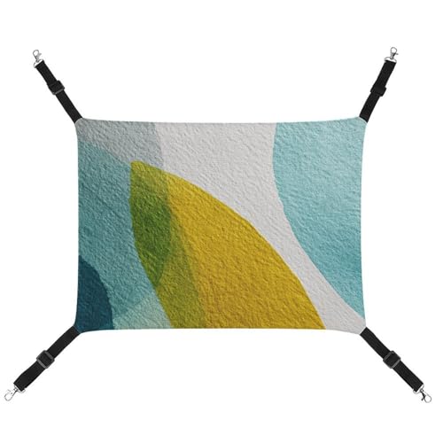 Jubonexis Hellblaue und grüne Formen, minimalistische, atmungsaktive Haustierhängematte mit verstellbaren Trägern, wendbar, Katzenbett, Hundematten von Jubonexis