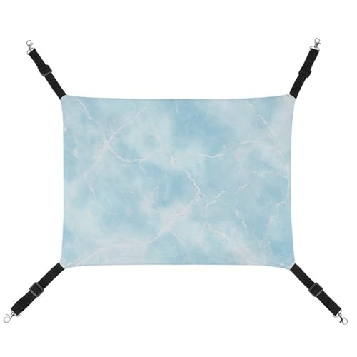 Jubonexis Hellblauer Marmor mit weißen Adern, atmungsaktive Haustierhängematte mit verstellbaren Riemen, wendbar, Katzenbett, Hundematten von Jubonexis