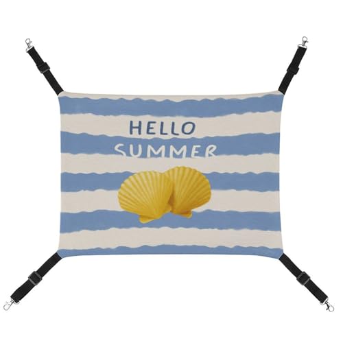 Jubonexis Hello Summer Haustier-Hängematte mit verstellbaren Riemen, wendbar, mit Muscheln, Gelb Jubonexis Hello Summer Haustier-Hängematte mit verstellbaren Riemen, wendbar, mit Muscheln, Gelb von Jubonexis