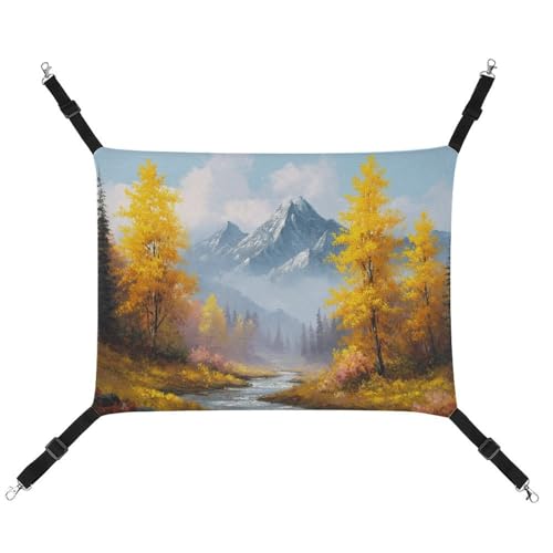 Jubonexis Herbstlandschaft, gelbe Bäume, Berge, atmungsaktive Haustier-Hängematte mit verstellbaren Riemen, wendbar, Katzenbett, Hundematten Jubonexis Herbstlandschaft, gelbe Bäume, Berge, atmungsaktive Haustier-Hängematte mit verstellbaren Riemen, wendbar, Katzenbett, Hundematten von Jubonexis