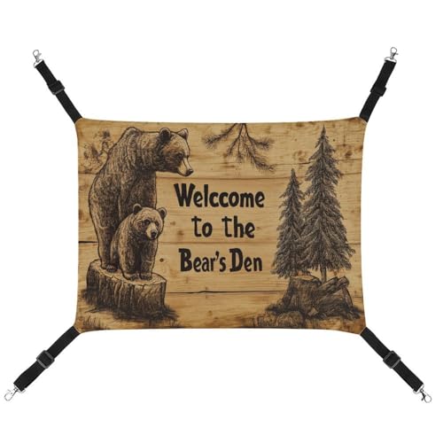 Jubonexis Holzschild Zwei Bären, Kiefernbäume, atmungsaktive Haustierhängematte mit verstellbaren Riemen, wendbar, Katzenbett, Hundematten Jubonexis Holzschild Zwei Bären, Kiefernbäume, atmungsaktive Haustierhängematte mit verstellbaren Riemen, wendbar, Katzenbett, Hundematten von Jubonexis