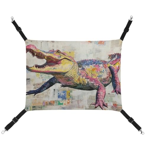Jubonexis Krokodil-Collage, Zeitungsgrafiti, atmungsaktive Haustier-Hängematte mit verstellbaren Riemen, wendbar, Katzenbett, Hundematten Jubonexis Krokodil-Collage, Zeitungsgrafiti, atmungsaktive Haustier-Hängematte mit verstellbaren Riemen, wendbar, Katzenbett, Hundematten von Jubonexis
