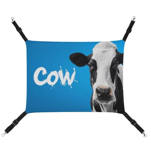 Jubonexis Kuh auf blauer, atmungsaktiver Haustierhängematte mit verstellbaren Riemen, wendbar, Katzenbett, Hundematten Jubonexis Kuh auf blauer, atmungsaktiver Haustierhängematte mit verstellbaren Riemen, wendbar, Katzenbett, Hundematten von Jubonexis