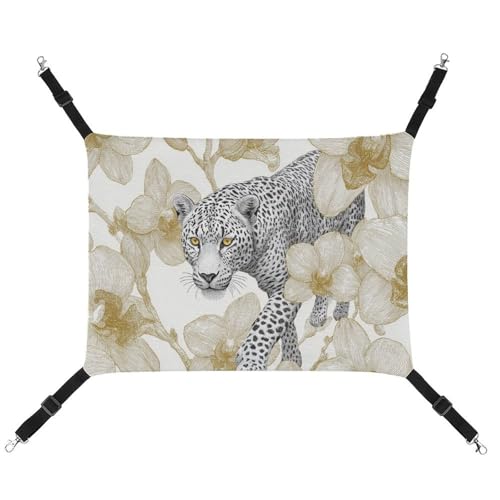 Jubonexis Leopard Line Art atmungsaktive Haustier-Hängematte mit verstellbaren Riemen, wendbar, Katzenbett, Hundematten Jubonexis Leopard Line Art atmungsaktive Haustier-Hängematte mit verstellbaren Riemen, wendbar, Katzenbett, Hundematten von Jubonexis