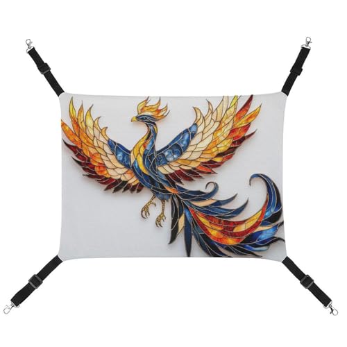 Jubonexis Majestic Phoenix Haustierhängematte aus Buntglas, atmungsaktiv, mit verstellbaren Riemen, wendbar, Katzenbett, Hundematten von Jubonexis
