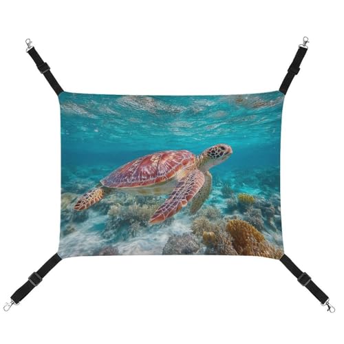 Jubonexis Majestic Sea Turtle Atmungsaktive Haustier-Hängematte mit verstellbaren Riemen, wendbar, Katzenbett, Hundematten Jubonexis Majestic Sea Turtle Atmungsaktive Haustier-Hängematte mit verstellbaren Riemen, wendbar, Katzenbett, Hundematten von Jubonexis
