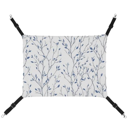Jubonexis Minimalistische Baumzweige blaue atmungsaktive Haustierhängematte mit verstellbaren Riemen, wendbar, Katzenbett, Hundematten von Jubonexis