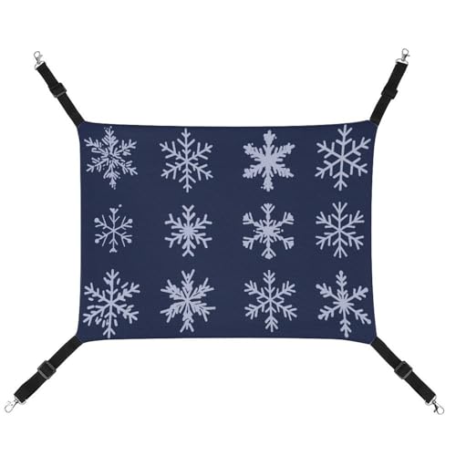Jubonexis Minimalistische Haustierhängematte mit verstellbaren Riemen, wendbar, für Katzen, mit Schneeflocken, marineblau von Jubonexis