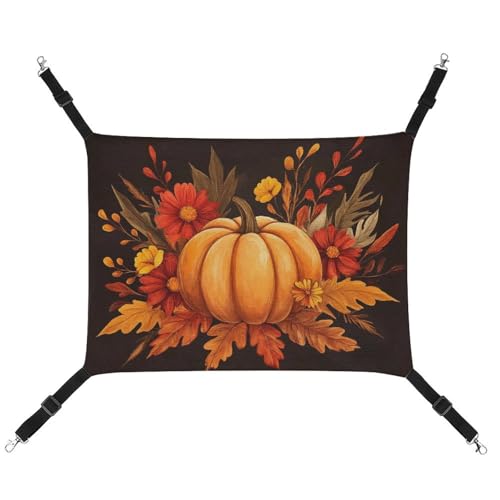 Jubonexis Orange Kürbis-Herbstblätter, atmungsaktive Haustier-Hängematte mit verstellbaren Riemen, wendbar, Katzenbett, Hundematten Jubonexis Orange Kürbis-Herbstblätter, atmungsaktive Haustier-Hängematte mit verstellbaren Riemen, wendbar, Katzenbett, Hundematten von Jubonexis