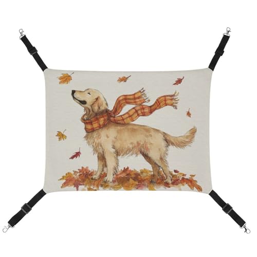 Jubonexis Orange Plaid Schal Golden Retriever Herbst Blätter Atmungsaktive Haustier Hängematte mit verstellbaren Riemen Reversible Katze Hängende Bett Hundematten Jubonexis Orange Plaid Schal Golden Retriever Herbst Blätter Atmungsaktive Haustier Hängematte mit verstellbaren Riemen Reversible Katze Hängende Bett Hundematten von Jubonexis