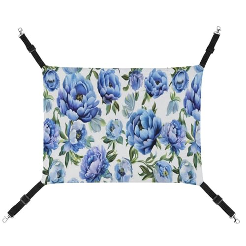 Jubonexis Peonies Haustier-Hängematte mit verstellbaren Riemen, wendbar, mit blauen Blumen, für Katzen Jubonexis Peonies Haustier-Hängematte mit verstellbaren Riemen, wendbar, mit blauen Blumen, für Katzen von Jubonexis