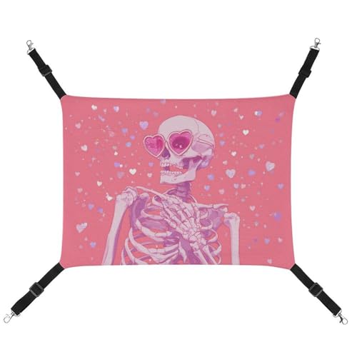 Jubonexis Rosa Skelett in herzförmiger Sonnenbrille, atmungsaktive Haustierhängematte mit verstellbaren Riemen, wendbar, Katzenbett, Hundematten Jubonexis Rosa Skelett in herzförmiger Sonnenbrille, atmungsaktive Haustierhängematte mit verstellbaren Riemen, wendbar, Katzenbett, Hundematten von Jubonexis