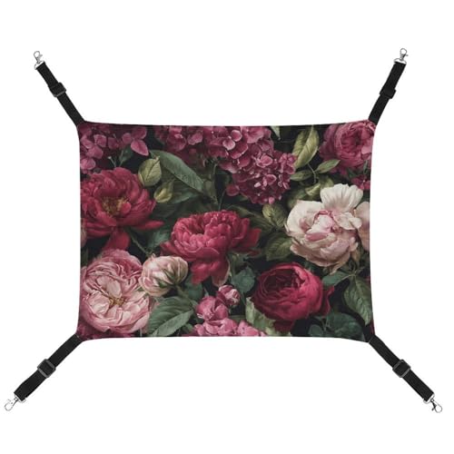 Jubonexis Rosa und rote Rosen Pfingstrosen atmungsaktive Haustierhängematte mit verstellbaren Riemen, wendbar, Katzenbett, Hundematten Jubonexis Rosa und rote Rosen Pfingstrosen atmungsaktive Haustierhängematte mit verstellbaren Riemen, wendbar, Katzenbett, Hundematten von Jubonexis