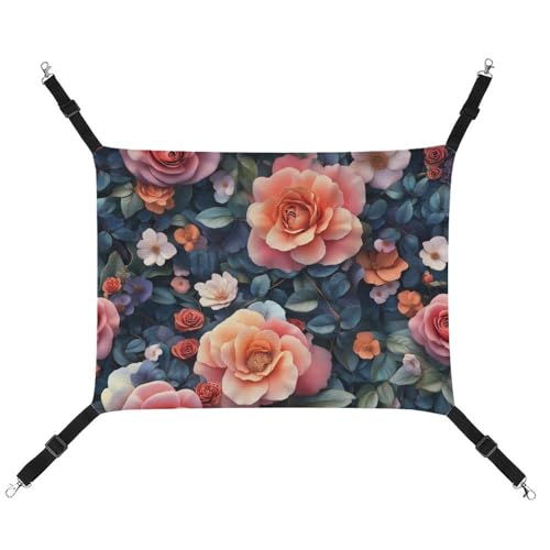 Jubonexis Roses Pfingstrosen und Wildblumen, atmungsaktive Haustier-Hängematte mit verstellbaren Riemen, wendbar, Katzenbett, Hundematten Jubonexis Roses Pfingstrosen und Wildblumen, atmungsaktive Haustier-Hängematte mit verstellbaren Riemen, wendbar, Katzenbett, Hundematten von Jubonexis