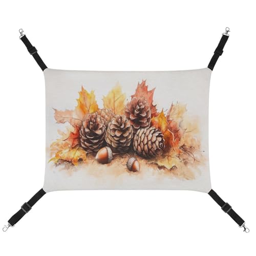 Jubonexis Rustikale Tannenzapfen, Herbstblätter, atmungsaktive Haustier-Hängematte mit verstellbaren Riemen, wendbar, Katzenbett, Hundematten Jubonexis Rustikale Tannenzapfen, Herbstblätter, atmungsaktive Haustier-Hängematte mit verstellbaren Riemen, wendbar, Katzenbett, Hundematten von Jubonexis