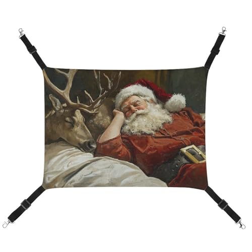 Jubonexis Schlafender Weihnachtsmann im Bett mit Rentier, atmungsaktive Haustierhängematte mit verstellbaren Riemen, wendbar, Katzenbett, Hundematten Jubonexis Schlafender Weihnachtsmann im Bett mit Rentier, atmungsaktive Haustierhängematte mit verstellbaren Riemen, wendbar, Katzenbett, Hundematten von Jubonexis
