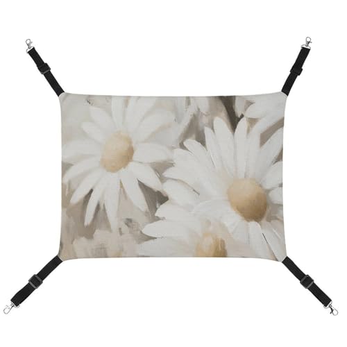 Jubonexis Schöne weiße Gänseblümchen Blumen atmungsaktive Haustier-Hängematte mit verstellbaren Riemen, wendbar, Katzenbett, Hundematten Jubonexis Schöne weiße Gänseblümchen Blumen atmungsaktive Haustier-Hängematte mit verstellbaren Riemen, wendbar, Katzenbett, Hundematten von Jubonexis
