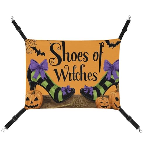 Jubonexis Schwarz-grün gestreifte Hexenschuhe, violette Schleifen, atmungsaktive Haustier-Hängematte mit verstellbaren Riemen, wendbar, Katzenbett, Hundematten Jubonexis Schwarz-grün gestreifte Hexenschuhe, violette Schleifen, atmungsaktive Haustier-Hängematte mit verstellbaren Riemen, wendbar, Katzenbett, Hundematten von Jubonexis