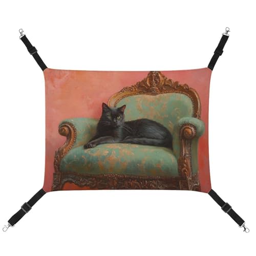 Jubonexis Schwarze Katze, die auf grünem Sofa liegt, atmungsaktive Haustier-Hängematte mit verstellbaren Riemen, wendbar, Katzenbett, Hundematten Jubonexis Schwarze Katze, die auf grünem Sofa liegt, atmungsaktive Haustier-Hängematte mit verstellbaren Riemen, wendbar, Katzenbett, Hundematten von Jubonexis