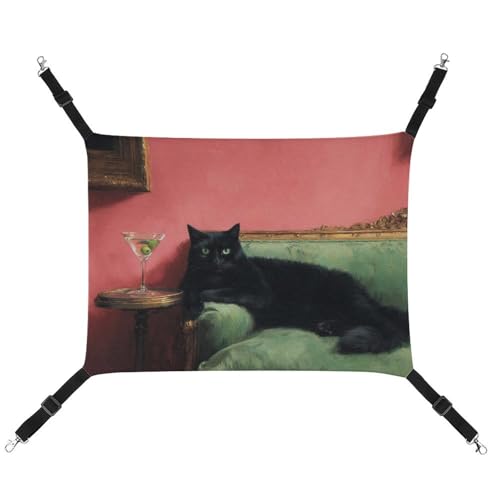 Jubonexis Schwarze Katze, die sich auf blaugrüner Couch entspannt, atmungsaktive Haustier-Hängematte mit verstellbaren Riemen, wendbar, Katzenbett zum Aufhängen, Hundematten Jubonexis Schwarze Katze, die sich auf blaugrüner Couch entspannt, atmungsaktive Haustier-Hängematte mit verstellbaren Riemen, wendbar, Katzenbett zum Aufhängen, Hundematten von Jubonexis