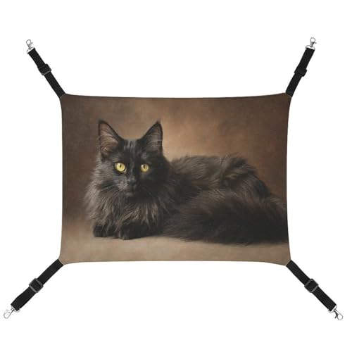 Jubonexis Schwarze Katze mit gelben Augen, Vintage, atmungsaktive Haustierhängematte mit verstellbaren Riemen, wendbar, Katzenbett, Hundematten Jubonexis Schwarze Katze mit gelben Augen, Vintage, atmungsaktive Haustierhängematte mit verstellbaren Riemen, wendbar, Katzenbett, Hundematten von Jubonexis