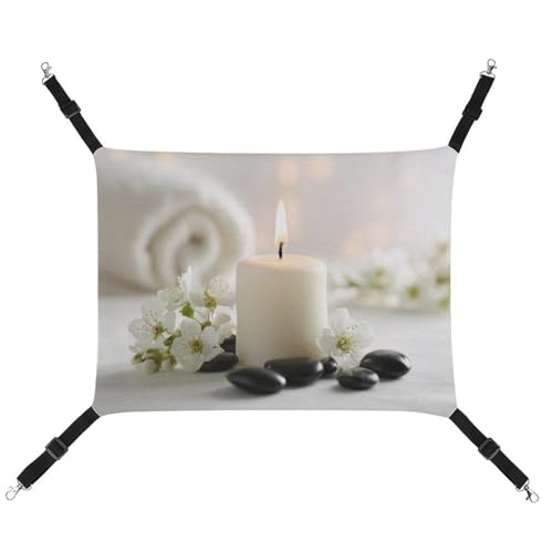 Jubonexis Spa Setting Candles White Flowers Black Stones Breathable Pet Hammock with Adjustable Straps Reversible Cat Hanging Bed Dog Mats von Jubonexis