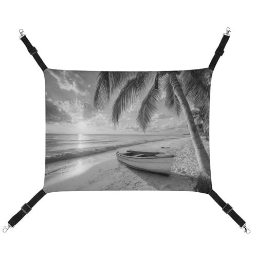 Jubonexis Strand-Hängematte mit Palmen, Sonnenuntergang, atmungsaktiv, mit verstellbaren Riemen, wendbar, Katzenbett, Hundematten von Jubonexis