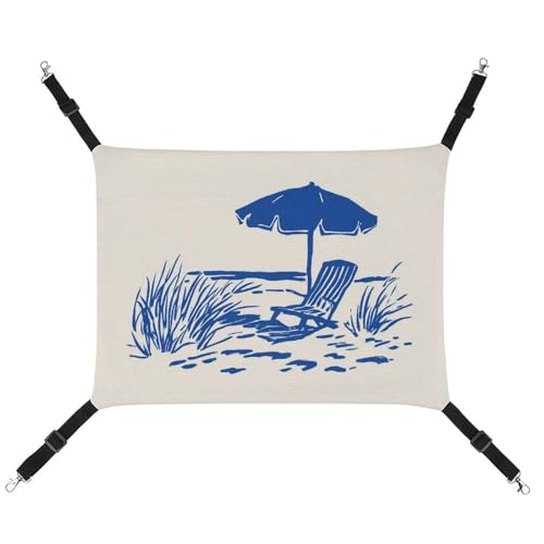 Jubonexis Strandkorb-Regenschirm-Illustration, atmungsaktive Haustier-Hängematte mit verstellbaren Riemen, wendbar, Katzenbett, Hundematten Jubonexis Strandkorb-Regenschirm-Illustration, atmungsaktive Haustier-Hängematte mit verstellbaren Riemen, wendbar, Katzenbett, Hundematten von Jubonexis