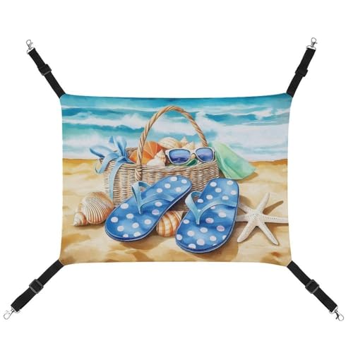 Jubonexis Strandtasche mit Sonnenbrille, Muscheln, Seestern, atmungsaktiv, Haustierhängematte mit verstellbaren Trägern, wendbar, Katzenbett, Hundematten Jubonexis Strandtasche mit Sonnenbrille, Muscheln, Seestern, atmungsaktiv, Haustierhängematte mit verstellbaren Trägern, wendbar, Katzenbett, Hundematten von Jubonexis