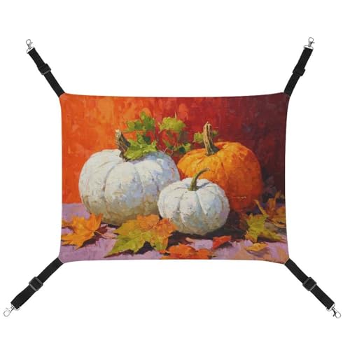 Jubonexis Three Autumn Pumpkins White Orange Breathable Pet Hammock with Adjustable Straps Reversible Cat Hanging Bed Dog Mats von Jubonexis