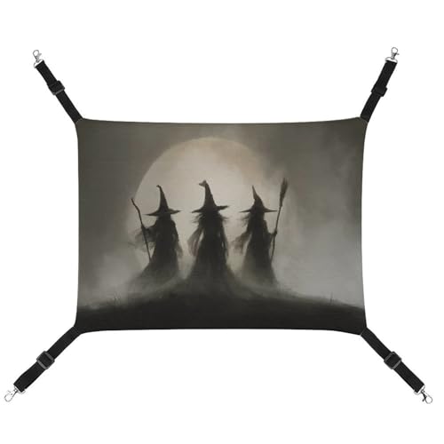 Jubonexis Three Witches Full Moon Breathable Pet Hammock with Adjustable Straps Reversible Cat Hanging Bed Dog Mats von Jubonexis