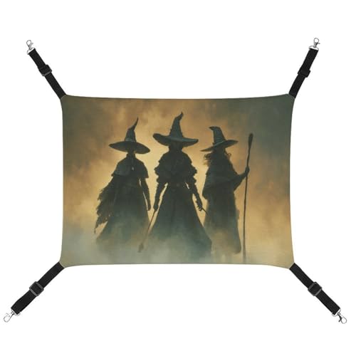 Jubonexis Three Witches Wide Brimmed Hats Breathable Pet Hammock with Adjustable Straps Reversible Cat Hanging Bed Dog Mats von Jubonexis