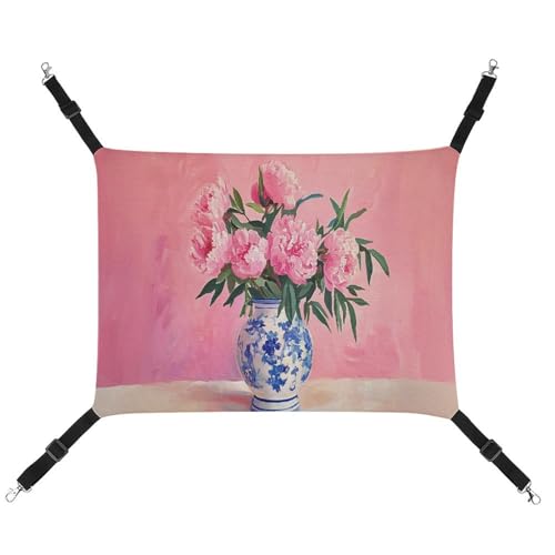 Jubonexis Trendige Chinoiserie Vase mit rosa Pfingstrosen, atmungsaktive Haustierhängematte mit verstellbaren Riemen, wendbar, Katzenbett, Hundematten Jubonexis Trendige Chinoiserie Vase mit rosa Pfingstrosen, atmungsaktive Haustierhängematte mit verstellbaren Riemen, wendbar, Katzenbett, Hundematten von Jubonexis
