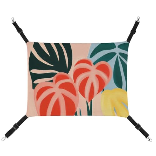 Jubonexis Tropische Pflanzen Boho Vintage atmungsaktive Haustierhängematte mit verstellbaren Riemen, wendbar, Katzenbett, Hundematten Jubonexis Tropische Pflanzen Boho Vintage atmungsaktive Haustierhängematte mit verstellbaren Riemen, wendbar, Katzenbett, Hundematten von Jubonexis