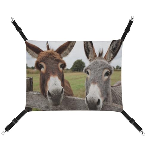 Jubonexis Two Donkeys Atmungsaktive Haustier-Hängematte mit verstellbaren Riemen, wendbar, Katzenbett, Hundematten von Jubonexis